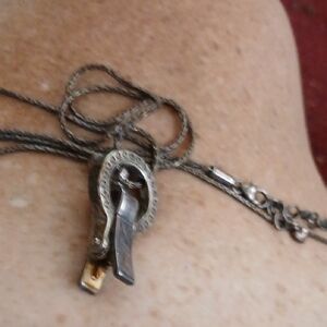 BRIGHTON~Silver Floating Heart Lanyard Badge ID Holder Necklace